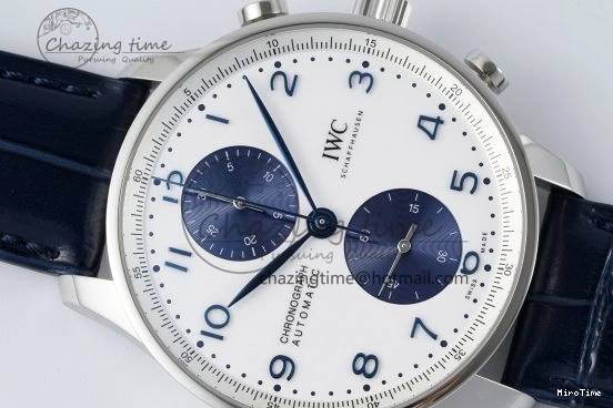 MIROTIME 0206 Portuguese Chrono IW371620 APSF 1:1 Best Edition White Blue Dial on Blue Leather Strap A MultiPurpose 7039
